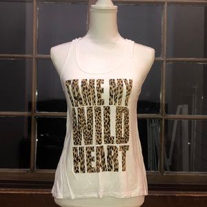 H&M tame my wild heart leopard tank w/ zipper back